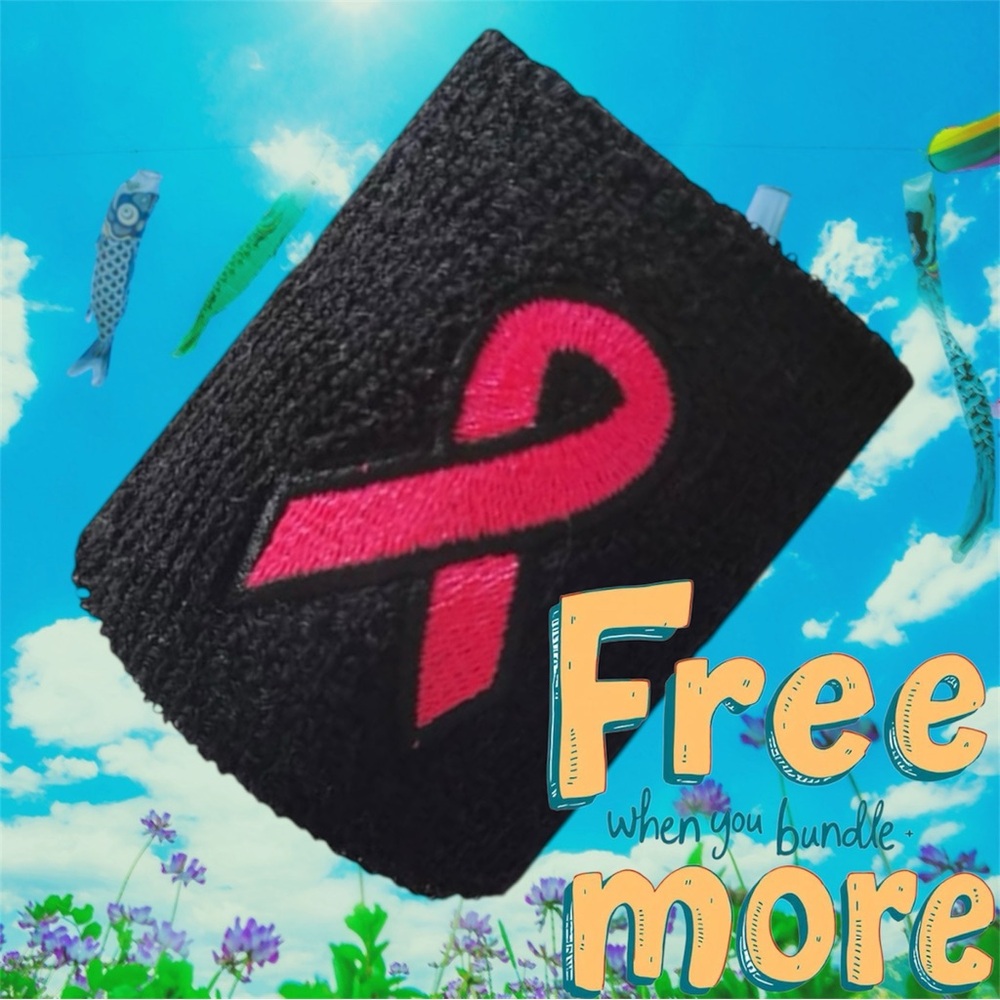Free 🆕Breast Cancer Awareness Black Athletic Wristbands